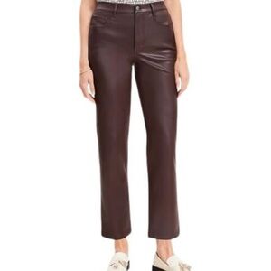 LOFT Dark Brown Faux Leather Trousers